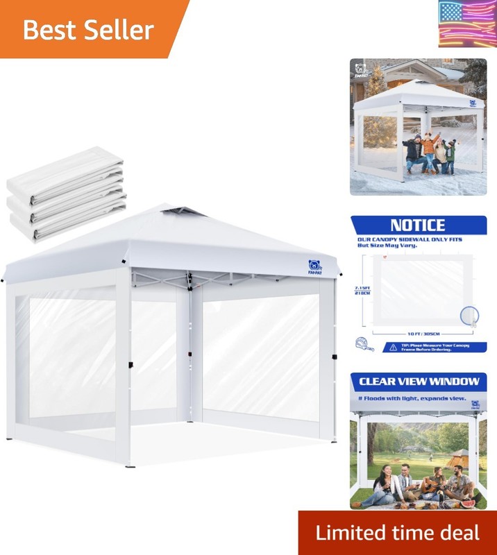 3Pcs Clear Canopy Sidewalls for 10×10 Pop Up Tent, Transparent Window Curtain…