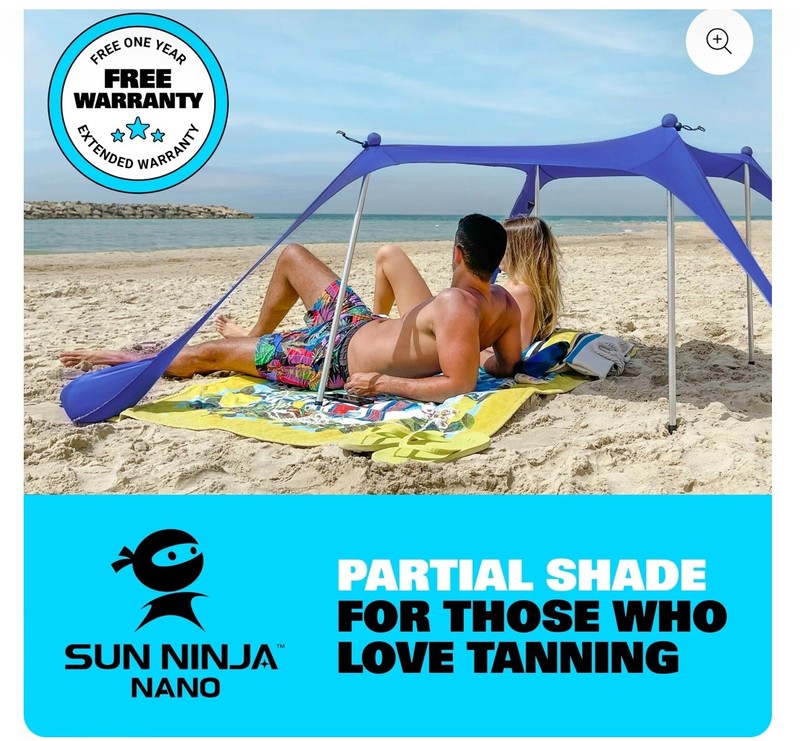 SUN NINJA Nano (Mini) Pop Up Beach Tent Sun Shelter UPF50+ 4 ft X 2.6 ft Navy gallery