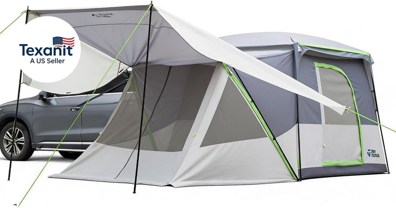 SUV Tent with 2 Rooms, Rainfly & Awning for Family Camping, 60% More Space Car T