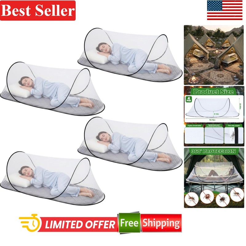 Lightweight 4 Pack Camping Mosquito Nets – 78.7” Easy Foldable & Travel-friendly