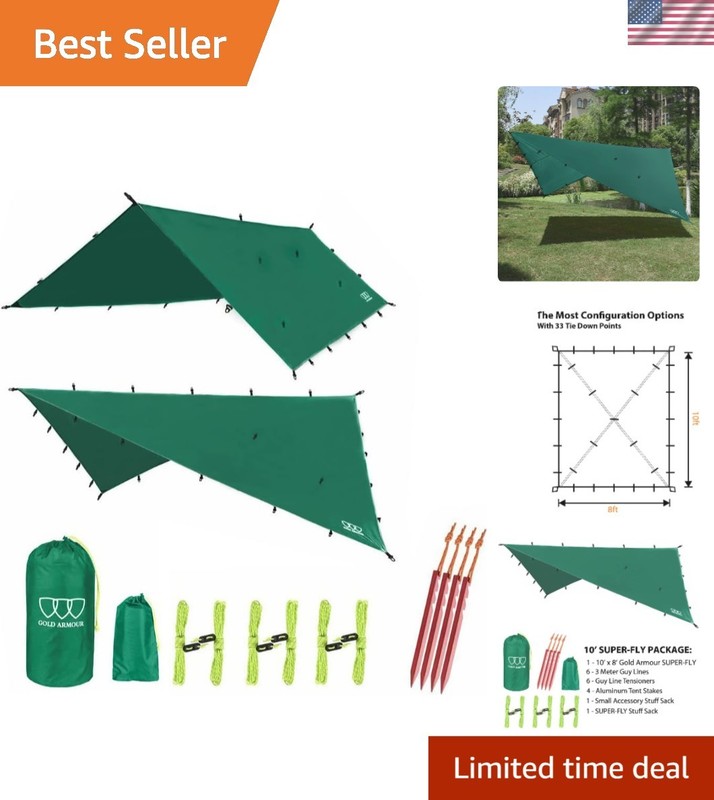 Lightweight Waterproof Tarp Hammock – 33 Tie Points for Ultimate Flexibility