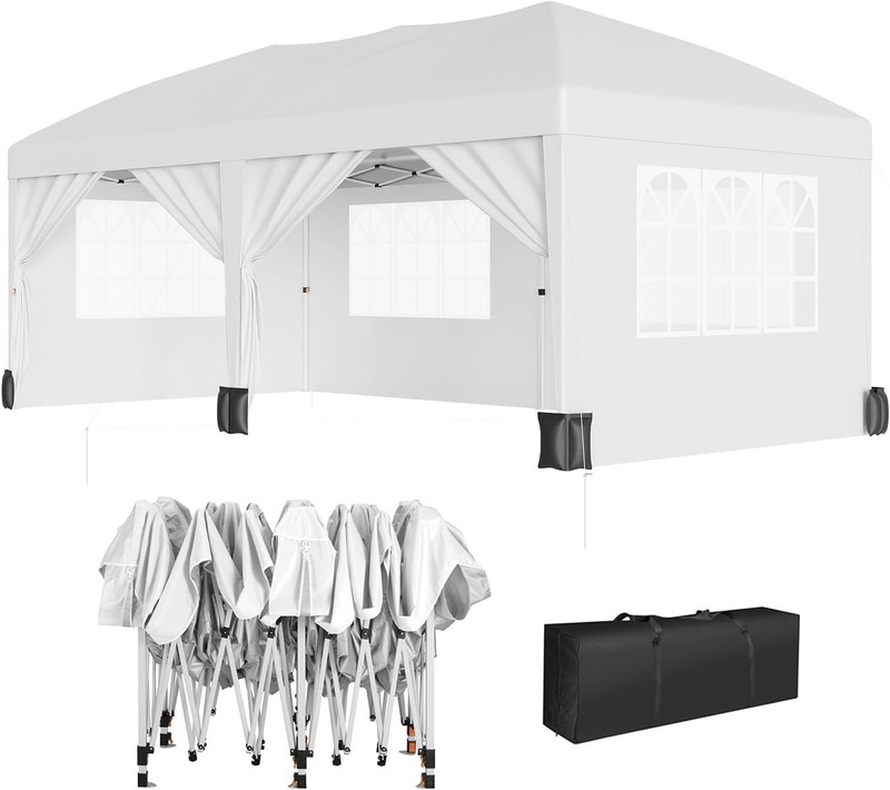 Heavy Duty Canopy 10x20ft Commercial Gray 6 Sidewalls