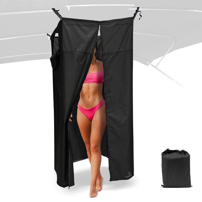 KNOX Boat Privacy Curtain for Pontoon Boats, Black, 30″ x 30″ x 70″