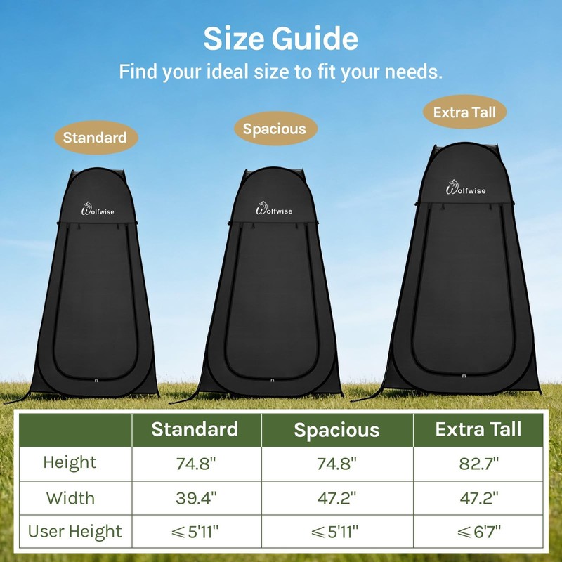 Wolfwise Pop Up Shower Tent for Camping, Portable Instant Changing Tent with ... gallery