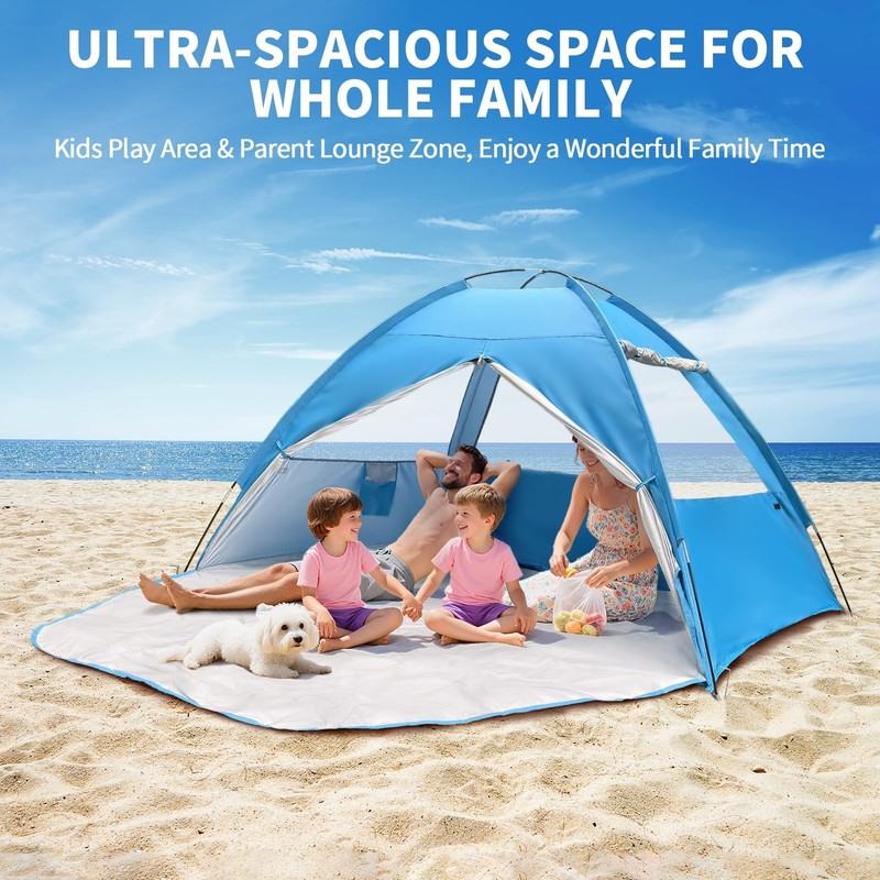 Beach Tent Sun Shelter for 3-4 Person - UPF 50+ UV Protection Beach Shade Wat... gallery