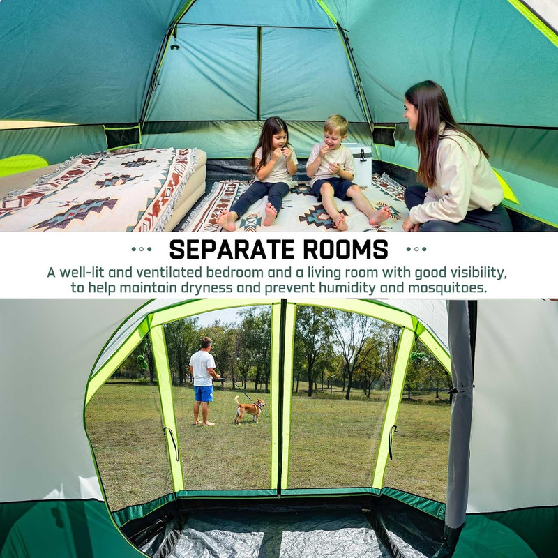 6/8 Person Large Waterproof Family Tents for Camping, Screened Camping Tent with gallery