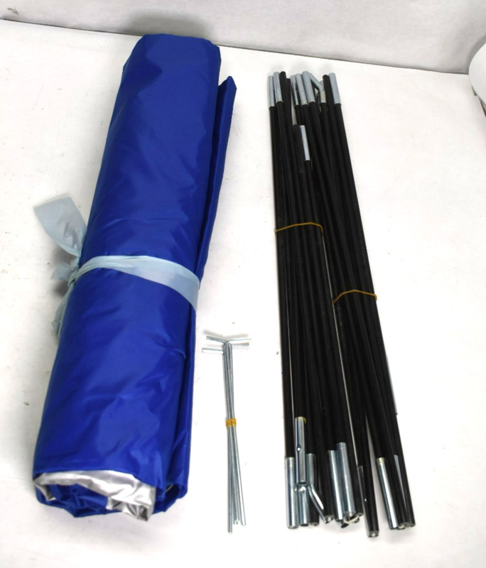 Portable Sun Shade Shelter Outdoor Tent Blue w Poles Shelter & Stakes