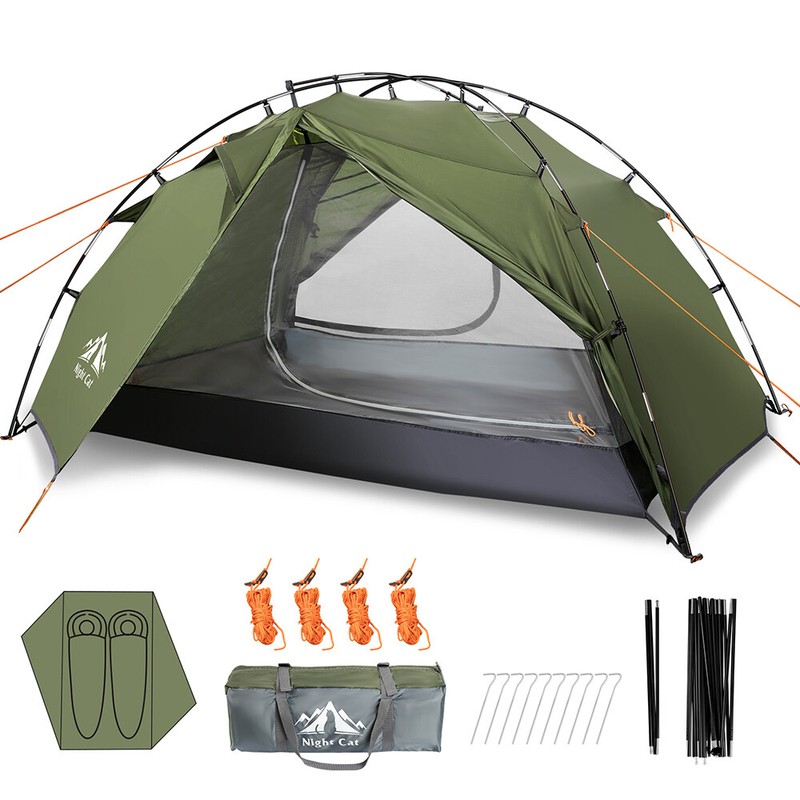 Night Cat Tent Lightweight with Foldable Pole Double Layers Two doors Waterproof