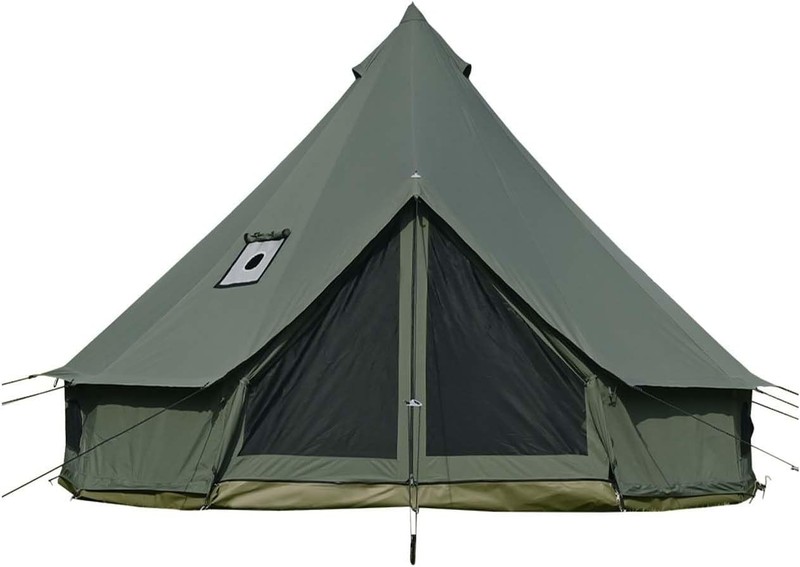 Spacious Cotton Canvas Bell Tent with Stove Jack for Year-Round Family Glamping