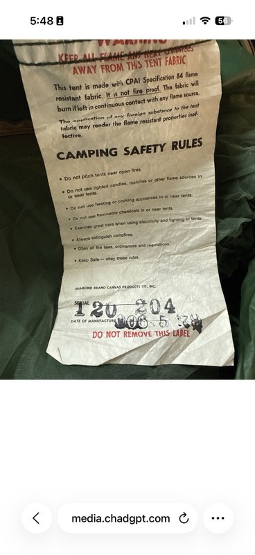 Vintage 1979 Diamond Brand Super Spirit Tent and Rainfly Made USA 120-204