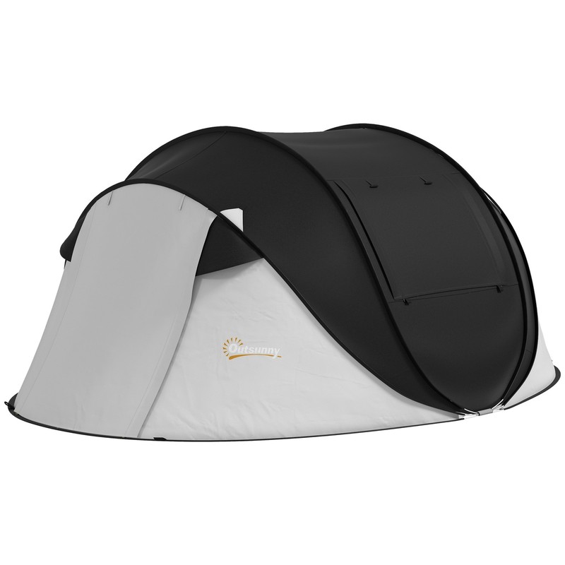 Outsunny Camping Tent with Porch and Carry Bag, 3000mm Waterproof, Black gallery