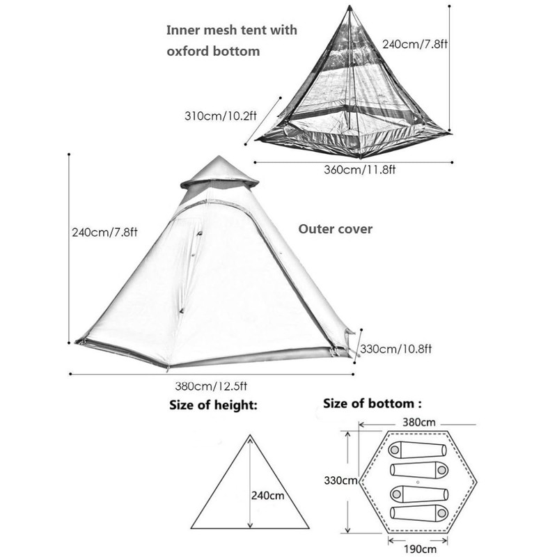 Outdoor 4 Season Double Layers 12FTx10FTx8FT Yurt Tent Camping Teepee Tent Wa... gallery