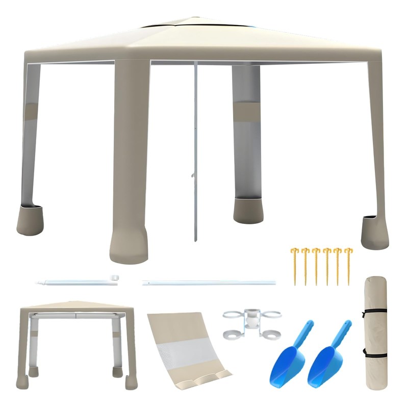 Beach Tent,8’×8′ Large Beach Canopy for 4-6 People,Easy Setup Beach Sun Shelt…