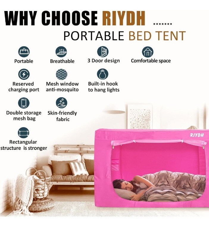 Bed Tent Canopy For Kids and Adult - Portable, 70% Black Out, Private Space gallery