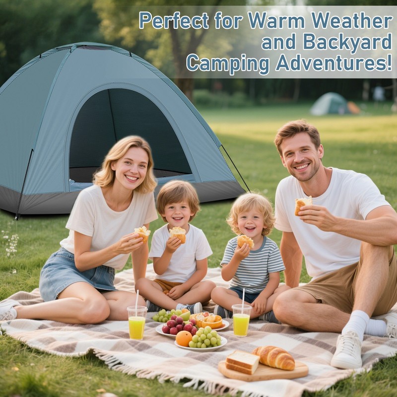 3-4 Person Camping Dome Tent Blue High Quality gallery