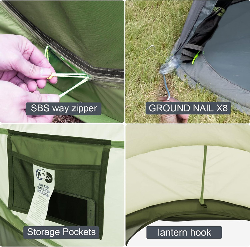4 Person Easy Pop up Tent Waterproof Automatic Setup 2 Doors-Instant Family Tent gallery