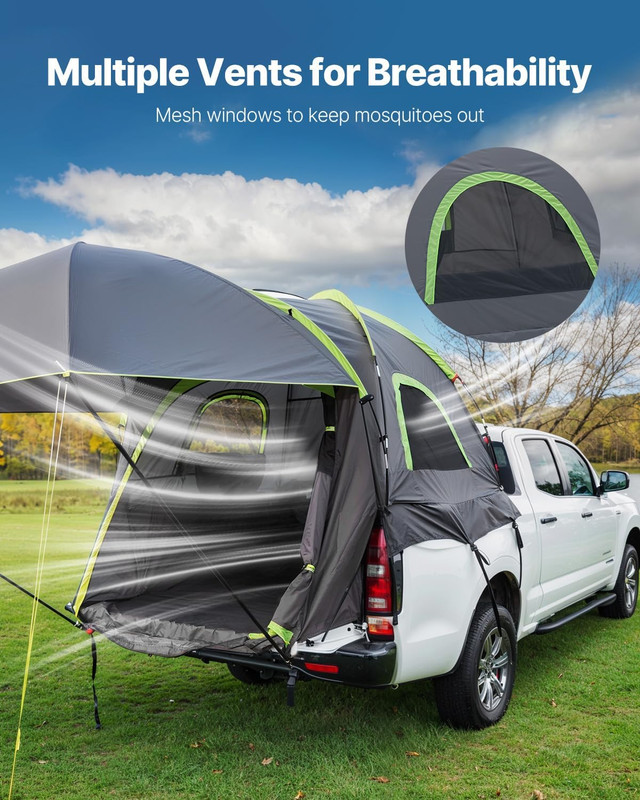 Truck Bed Tent for 2-3 People, Waterproof, Fits 5-8.2 Ft Trucks, Easy Setup gallery