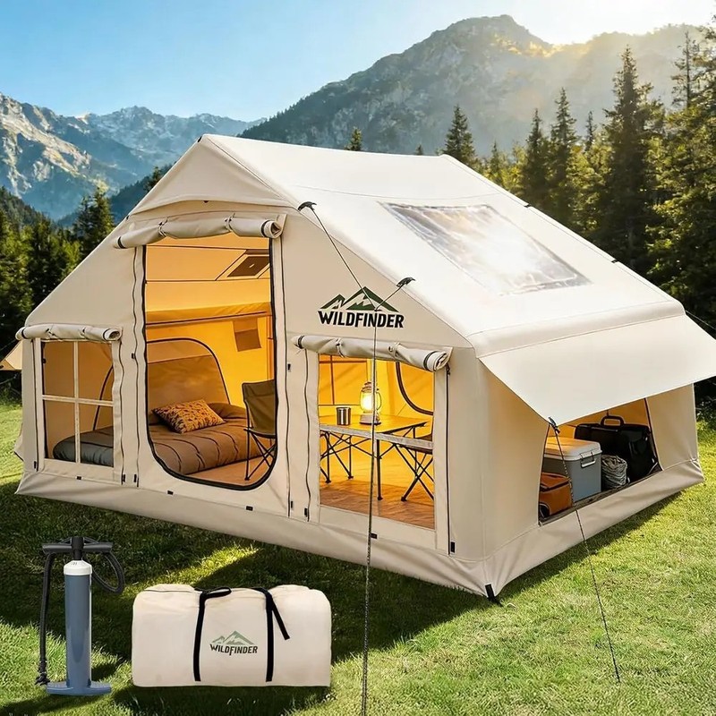 Portable Inflatable Camping Tent 4-6 Person Waterproof Shelter with Skylight