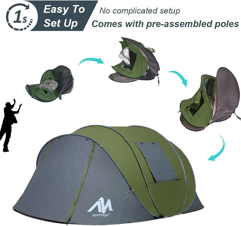 6 Person Easy Pop up Tents for Camping - Double Layer Waterproof Instant Tent w gallery