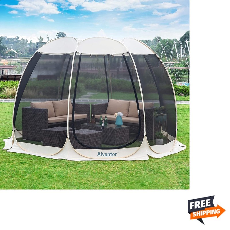 Pop Up Screen House Tent Nylon Polyester 10x10 UV Mosquito Sun Shelter