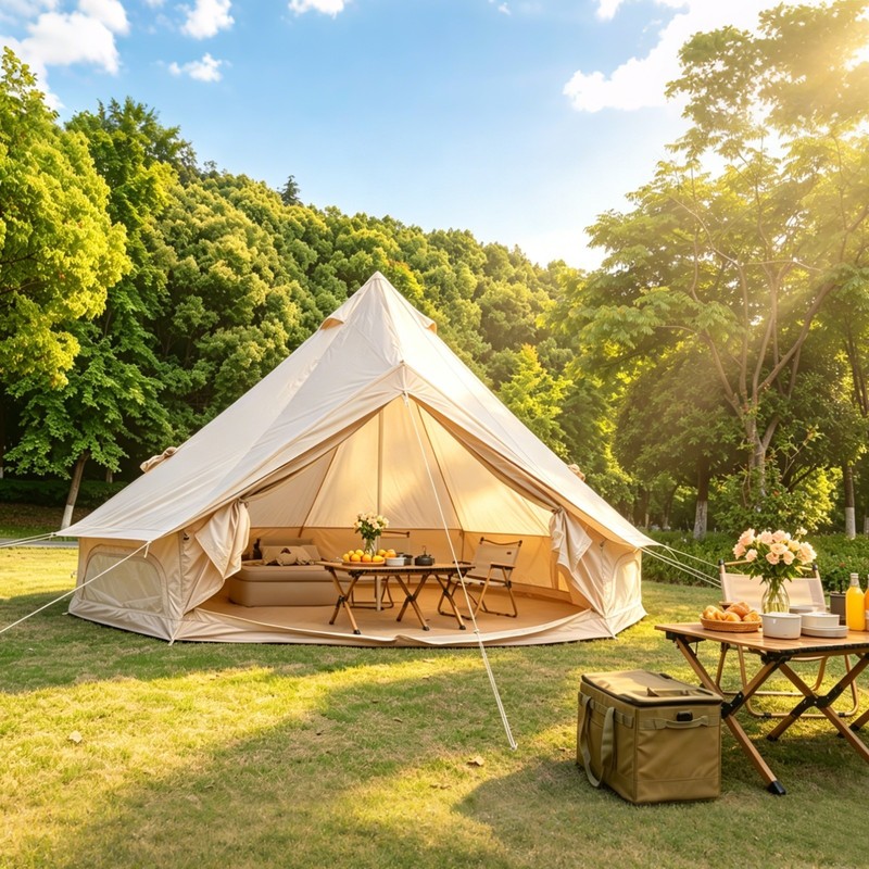 Oxford Bell Tent Yurt Tent Outdoor Glamping Camping Tent Canopy With Stove Jack gallery