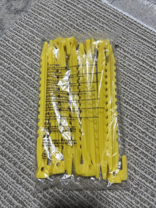 8 Pc Visible Yellow Plastic Universal Tent Pegs Ground Nail Stakes for Camping