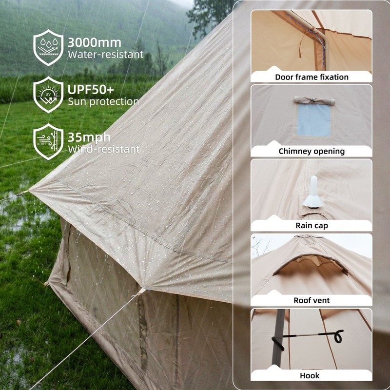 9.8ft Bell Tent 4-Person 4 Season Yurt Tent w/Stove Jack Waterproof Oxford Tent gallery
