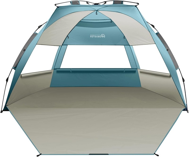 OutdoorMaster Beach Tent Sun Shelter for 3-4 Person,Pop Up Beach Tent Easy Setup