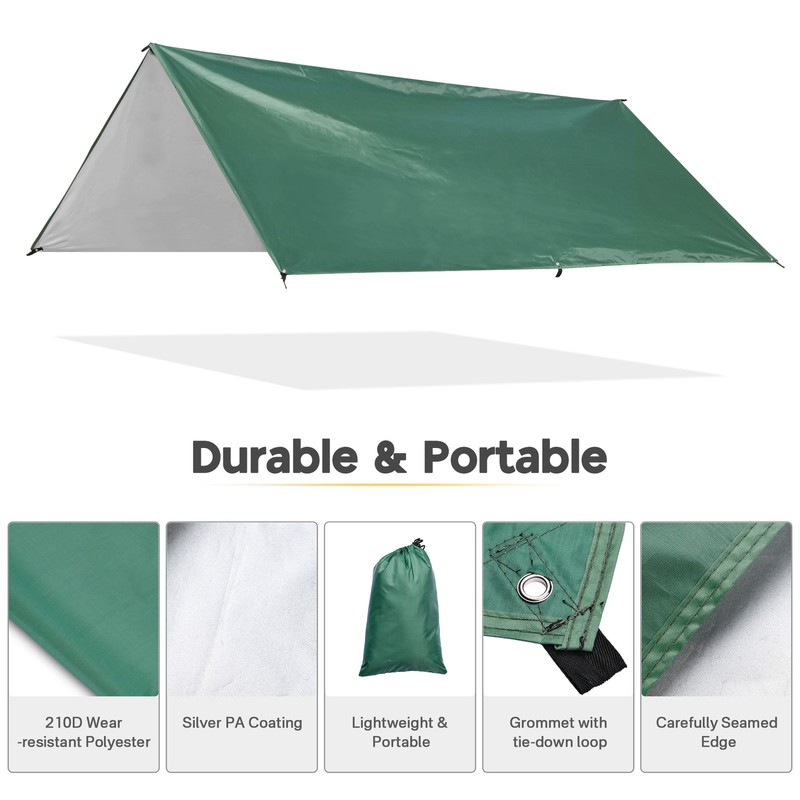 Apluschoice Camping Tent Tarp Shelter Hammock Rain Fly Green Waterproof Hiking gallery