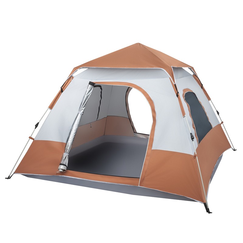 4 Person Pop Up Tent Camping Tent Brown 240x240x150cm