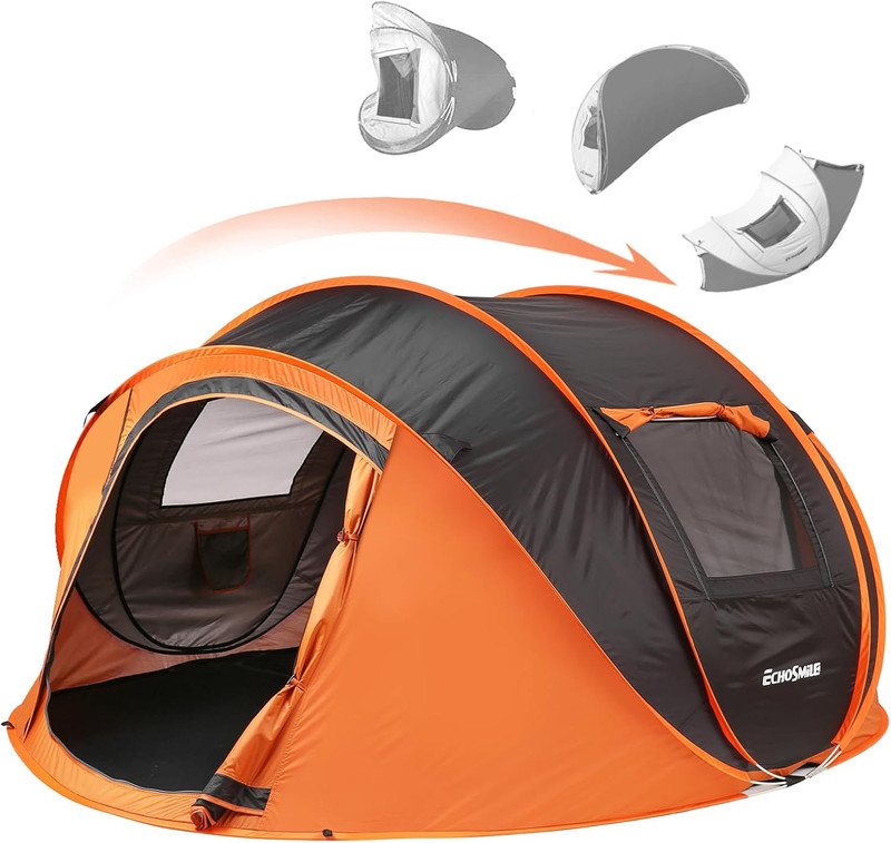 Pop up Camping Tent, 2/4/6 Person Easy Setup Tent, Water Resistant Dome, Portabl