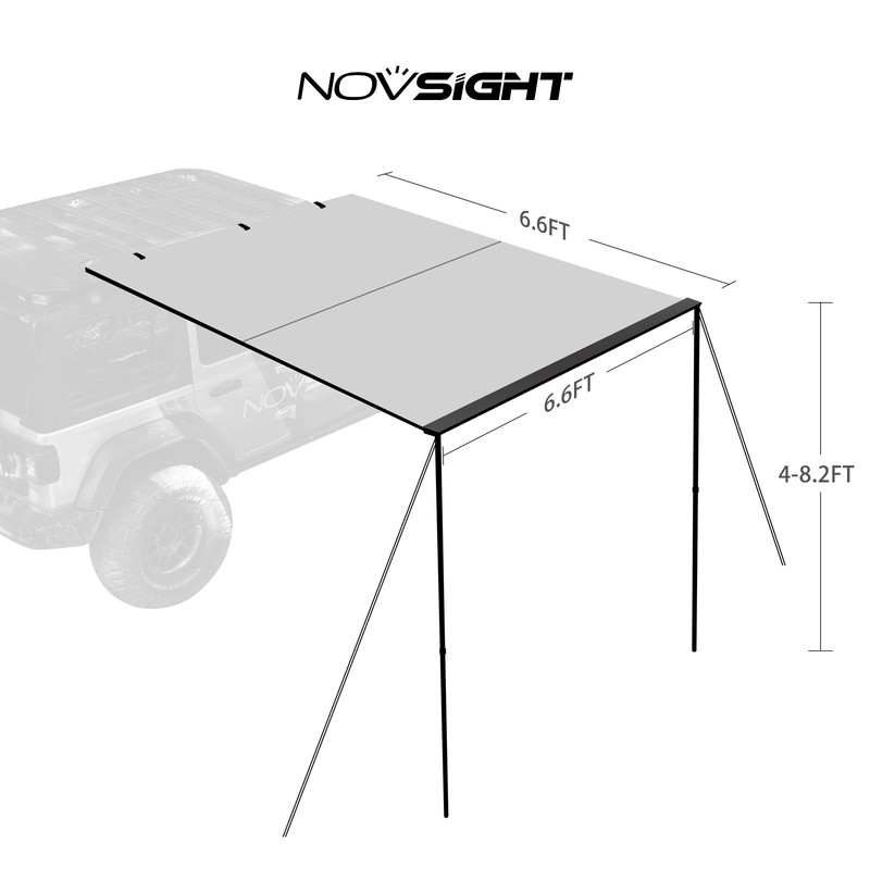 NOVSIGHT 6.6x9.8ft Car Side Awning Truck Rooftop Tent Sunshade Outdoor Camping gallery