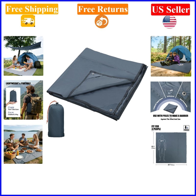 Grey/Green Waterproof 4-in-1 Camping Tarp 82x82 in Romantic Durable Oxford