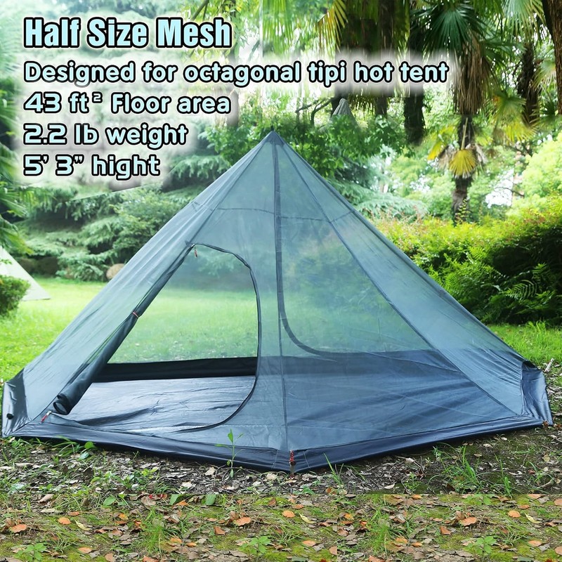 4 Persons 5lb Lightweight Tipi Hot Tents with Stove Jack, 7'3" Standing Room gallery