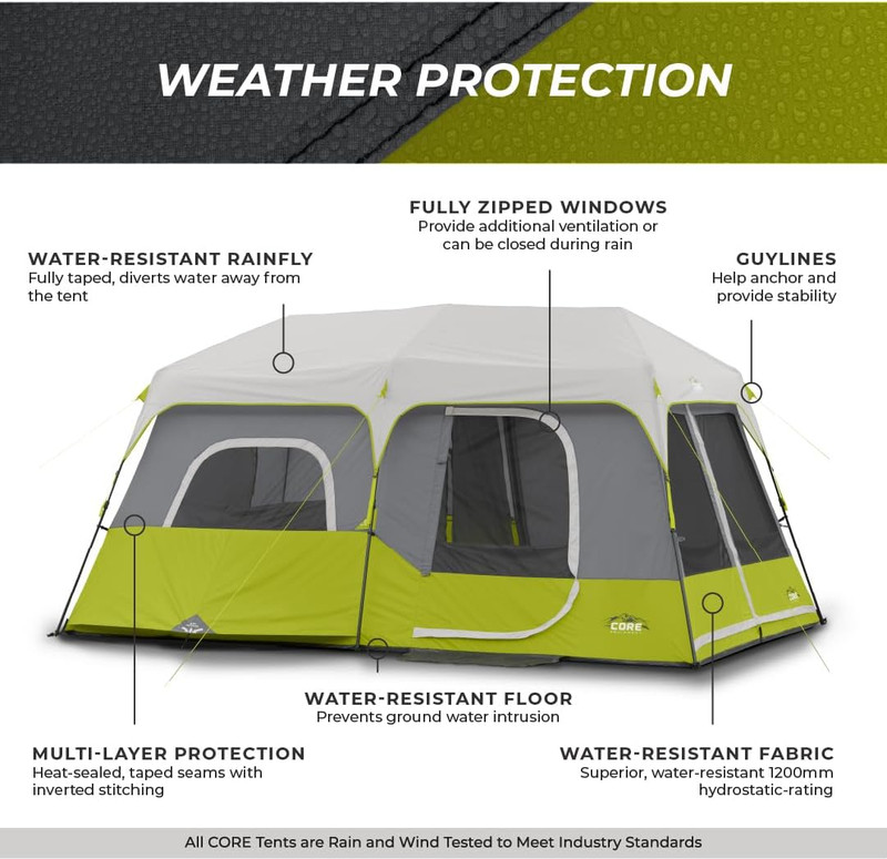 9 Person Instant Cabin Tent - 14' X 9', Green (40008) gallery