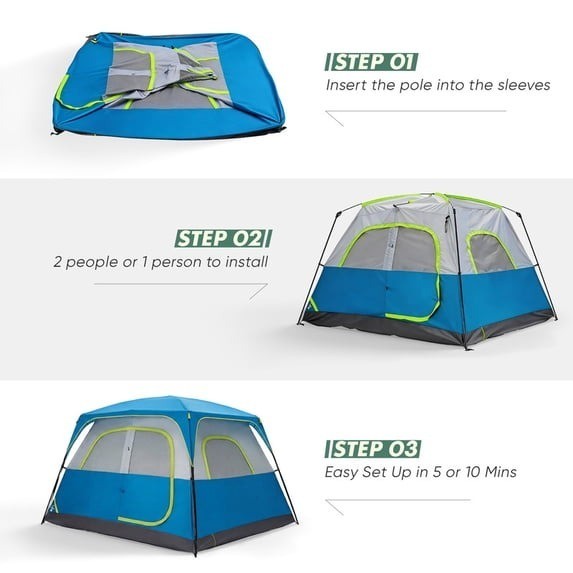 Gianna 6 Person Waterproof Family Camping Tent Easy Setup Navy Blue FREESHIP gallery