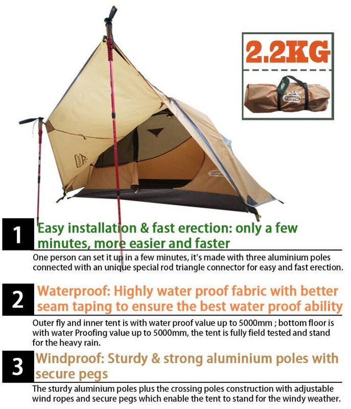 Camppal 1 Single Person 4 Seasons Lightweight Backpacking Tent for Solo Camping! gallery