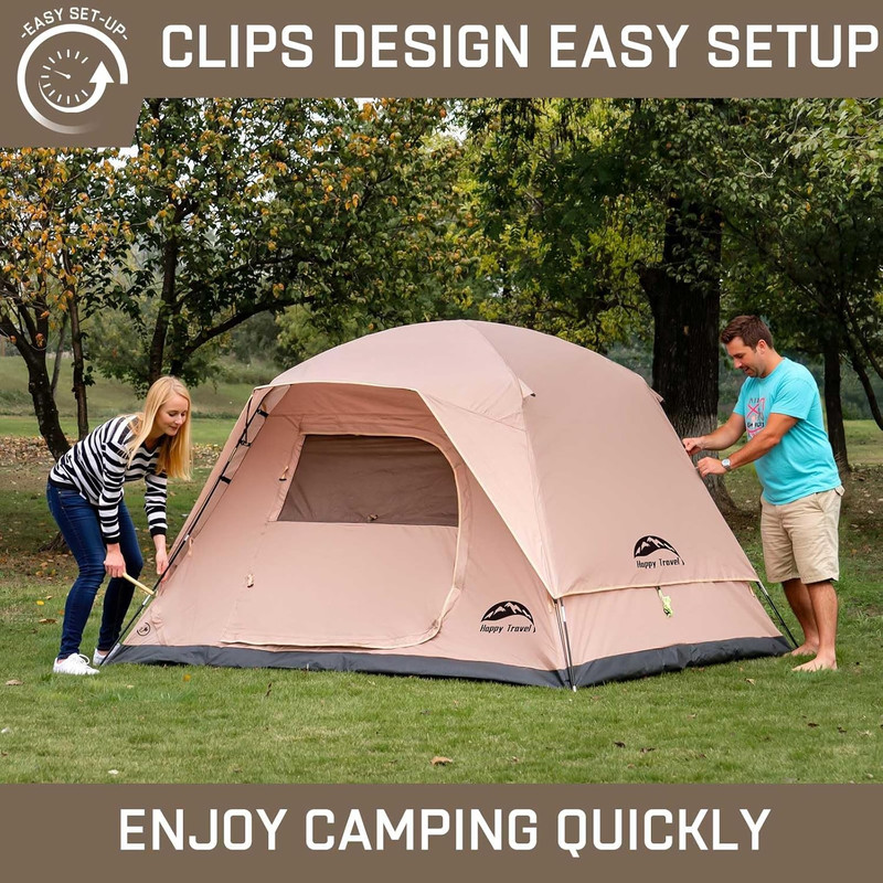 Camping Tent, 4 Person Dome Tents for Camping with Rainfly, Waterproof Clip Easy gallery