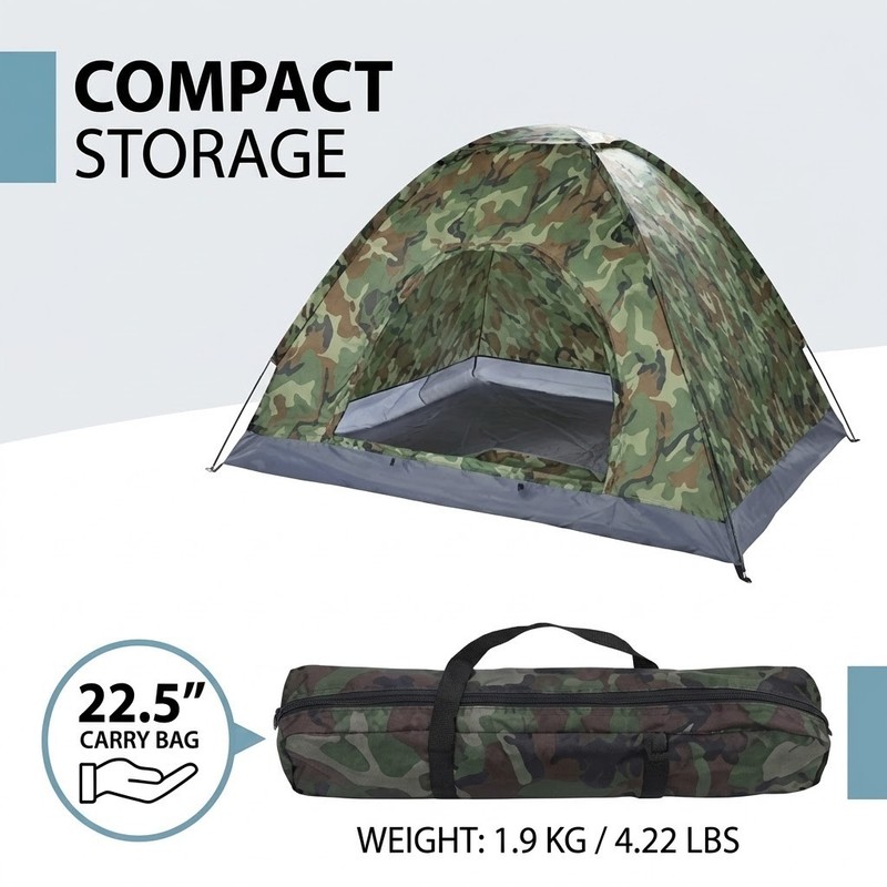 4Person Family Camping Tent Waterproof Camouflage Dome Portable Outdoor Shelter