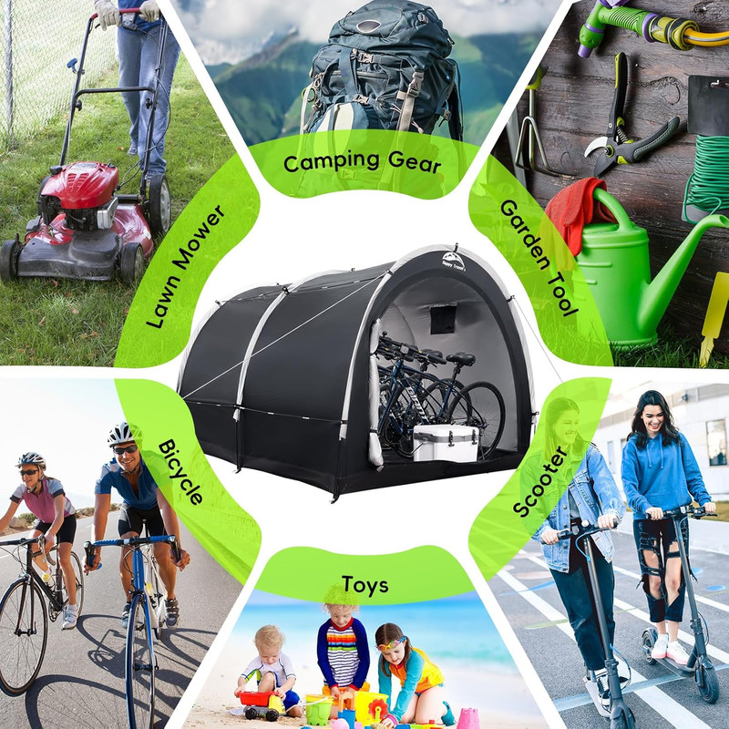 Bike Storage Tent Shed, Outdoor Waterproof Bicycle Covers Shelter with Window fo gallery