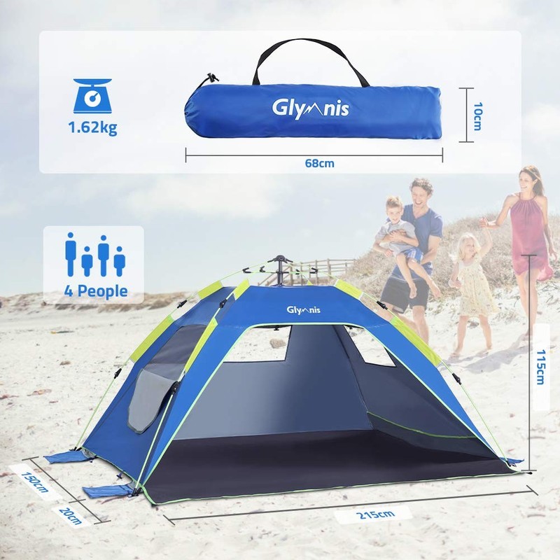 Pop Up Beach Tent Sun Shade 34 Person UPF 50+ Extended Floor Instant Set gallery
