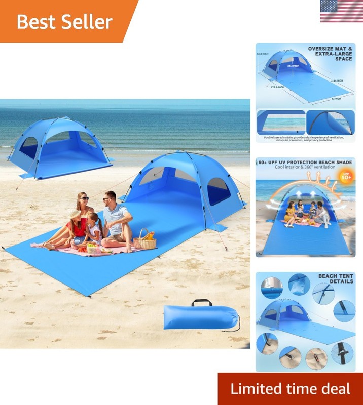Luxurious Portable Beach Shade Tent with 3 Layers of Privacy and Ventilation