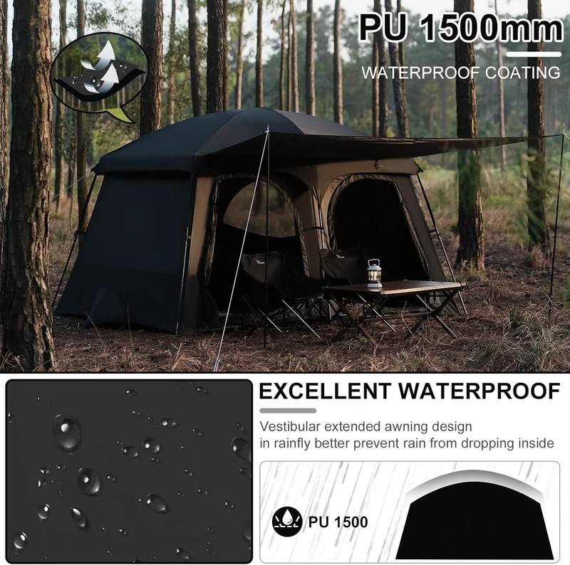 Vidalido Tents，6-8 Person Camping Tent with Extended Vestibule，2 Room Weather Re gallery
