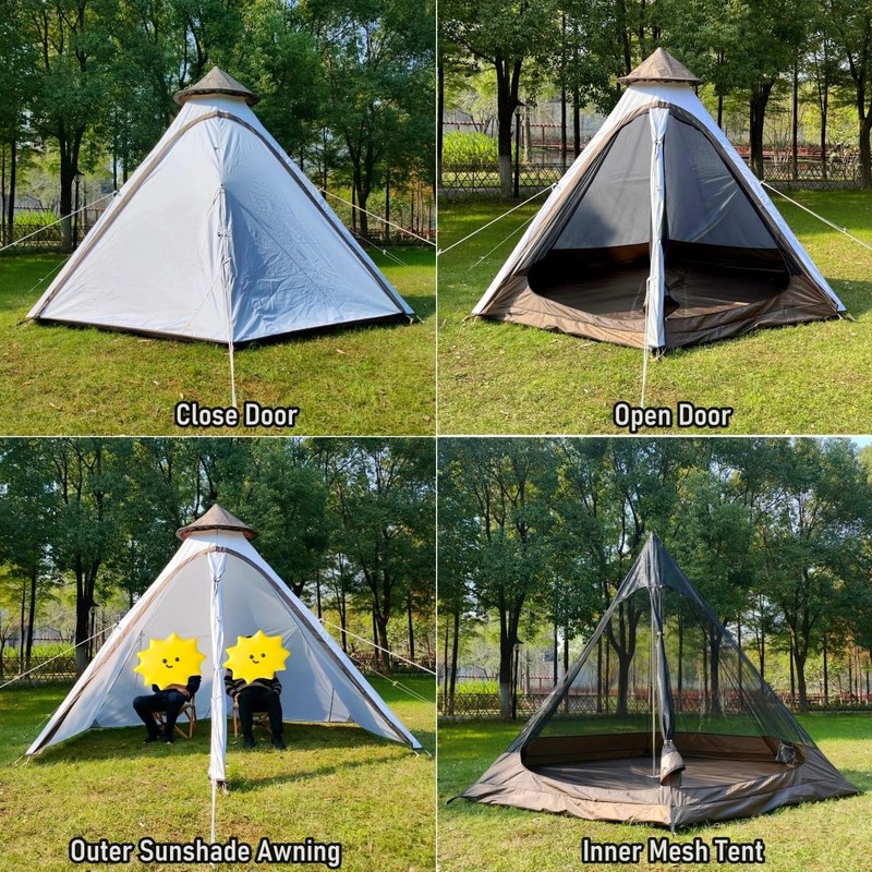 Outdoor 4 Season Double Layers 12FTx10FTx8FT Yurt Tent Camping Teepee Tent Wa... gallery