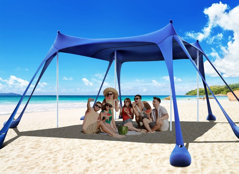 Beach Tent, Camping Sun Shelter UPF50+ with 8 Sandbags, Sand Shovels, Ground …