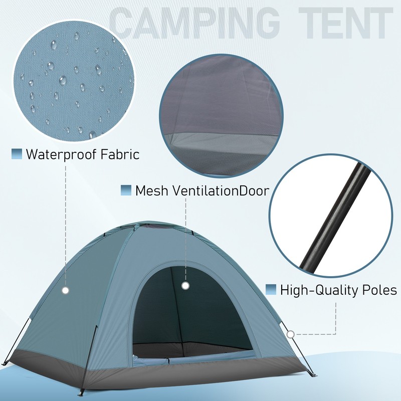 3-4 Person Camping Dome Tent Blue High Quality gallery