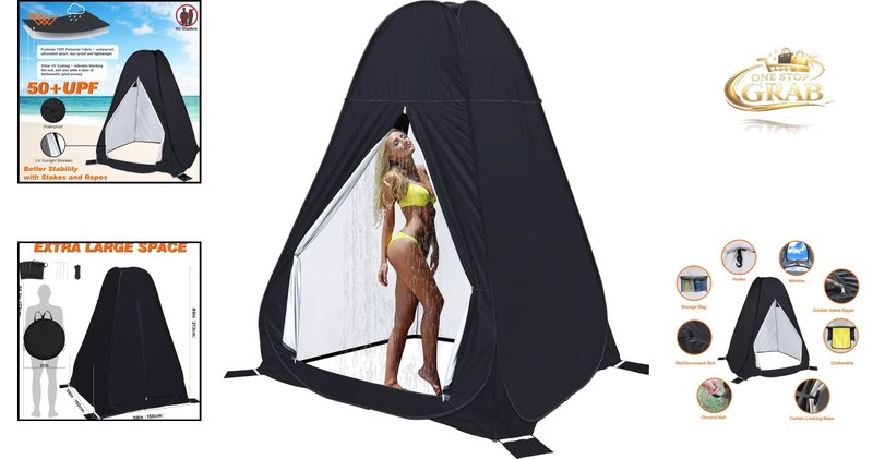 Large 7FT Pop Up Privacy Tent for Camping Beach Shower Toilet Shelter Black gallery