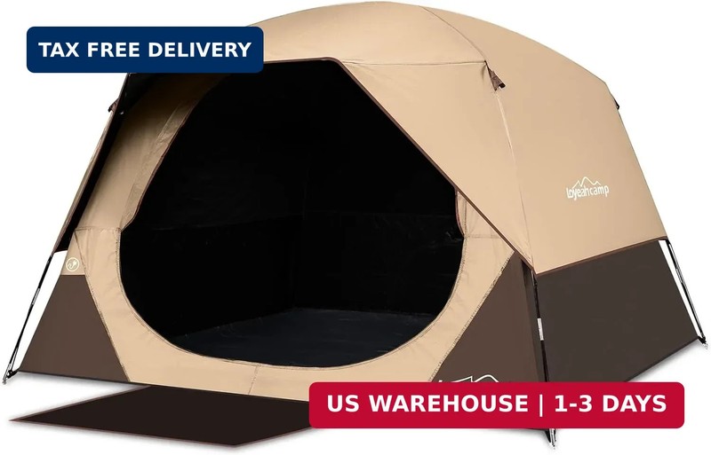 4/6 Person Blackout Camping Tent, Easy Setup Waterproof Family Dome Tent for Cam