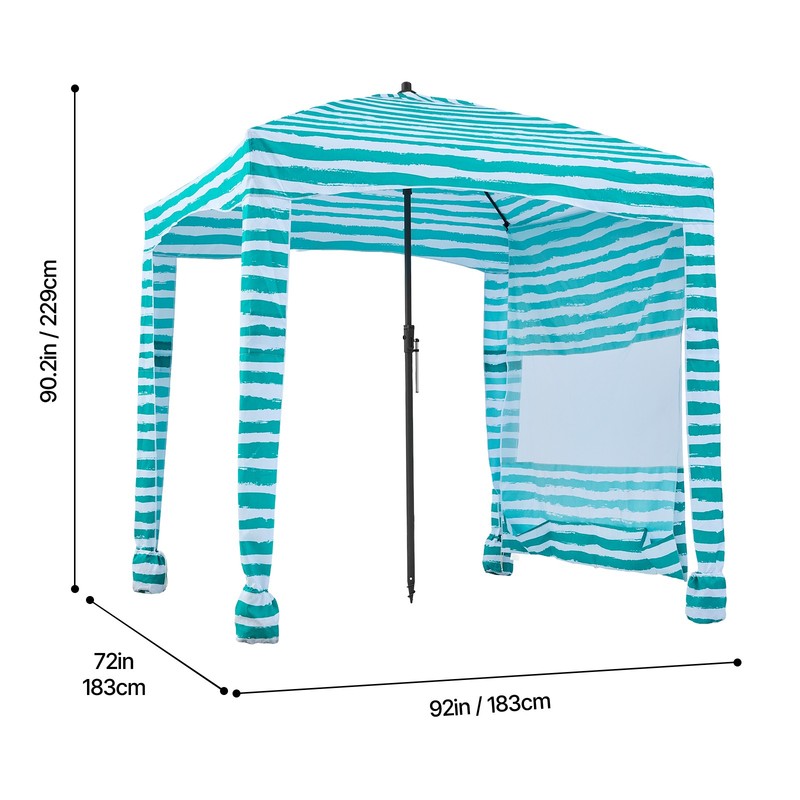 Uimoso Beach Cabana Canopy with Side Wall 6 x 6 ft UPF 50+ Green Stripes gallery