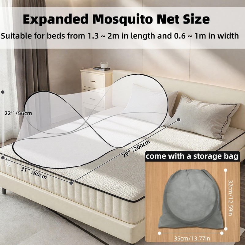 Portable Mosquito Net Tent | Pop-Up Design, High-Density Mesh for Outdoor/Sum... gallery